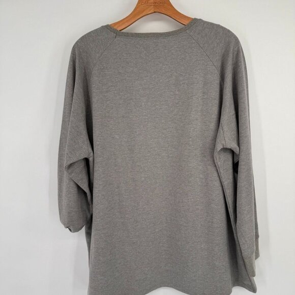 Quacker Factory Womens Sequin Embellished Gray Long Sleeve Top size 1X plus new - Picture 8 of 14